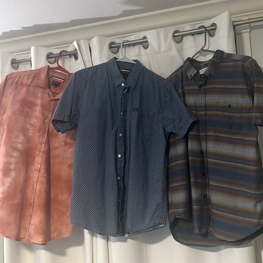 3 shirt lot rvca Ezekiel button ups medium